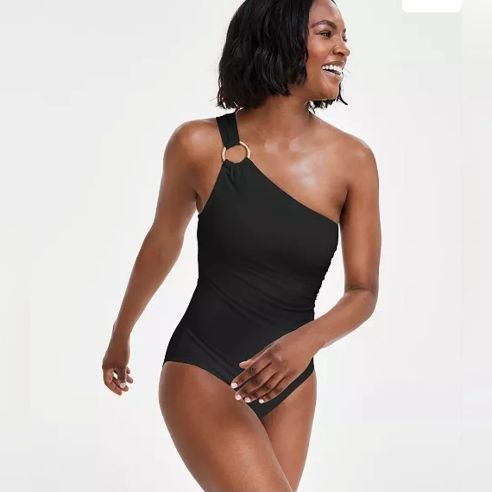 Michael Kors One Shoulder Embellished One Piece Swimsuit